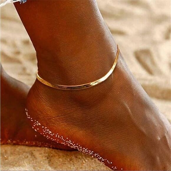Gold chain anklet S582 - Picture 1 of 3